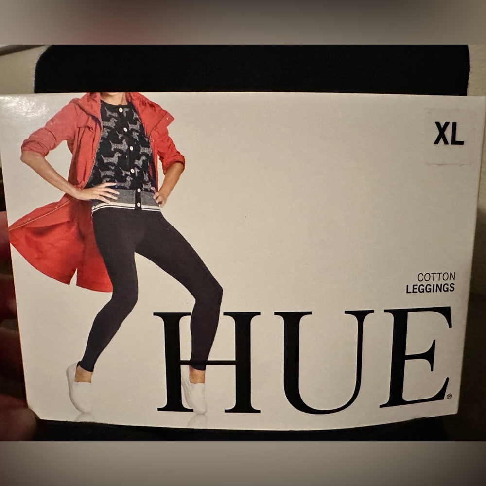 NWT HUE Women's Classic Cotton Black Leggings Size XL